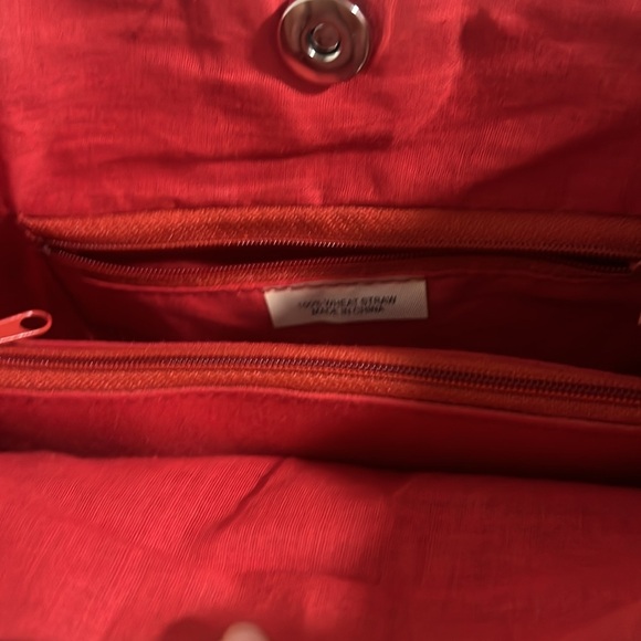Red straw shoulder bag, medium size - Picture 4 of 5